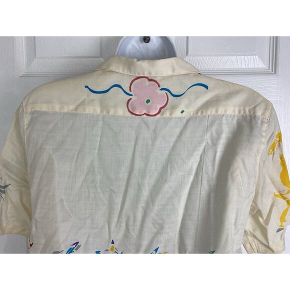 VTG Diane Von Furstenberg Colorful Horses Floral Button Down Shirt 80s - Picture 8 of 11